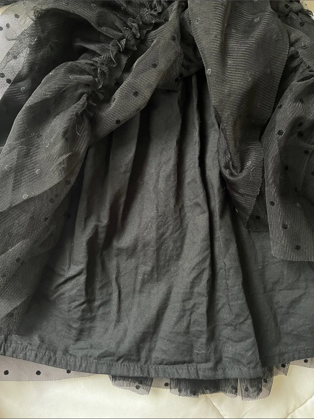 GAP Black 5T Long-Sleeve Tulle Dot Party Dress